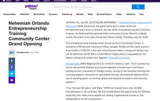 Gran inauguración del Orlando Center Yahoo Finance - Nehemiah Entrepreneurship Community